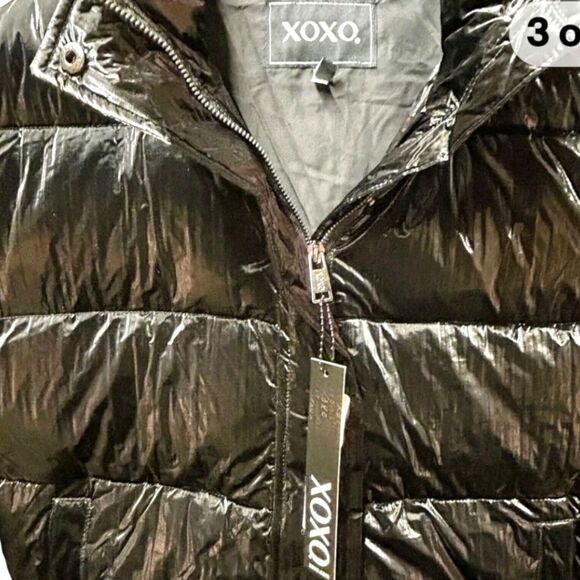 XOXO Women's black winter puffer jacket Size XL & Large NWT - Picture 2 of 16